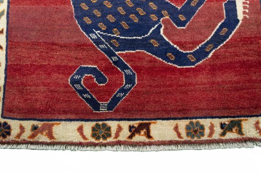 Central medallion detail of 2000s Persian Gabbeh rug from Iran / Persia