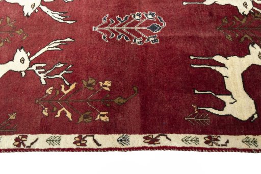 Close-up detail of 2000s Persian Gabbeh rug from Iran / Persia showing Wool weave