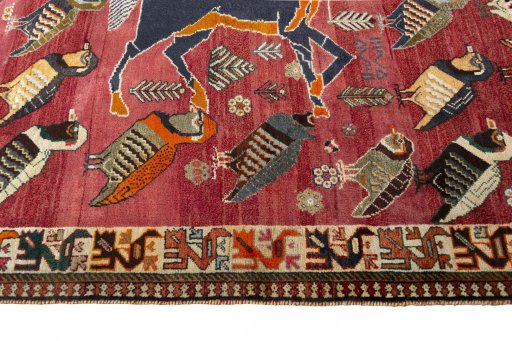 Close-up detail of 2000s Persian Gabbeh rug from Iran / Persia showing Wool weave