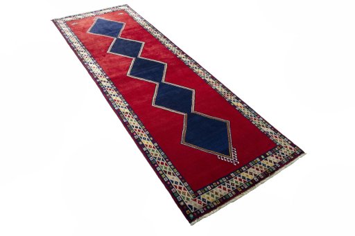 Close-up detail of 2000s Persian Gabbeh rug from Iran / Persia showing Wool weave