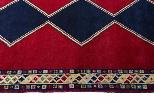 Close-up detail of 2000s Persian Gabbeh rug from Iran / Persia showing Wool weave