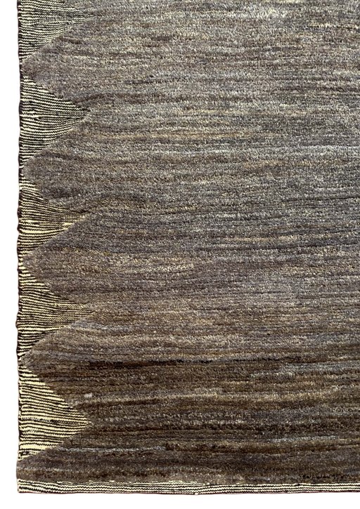 Backside of handmade New Persian Gabbeh rug showing knot structure and weave density