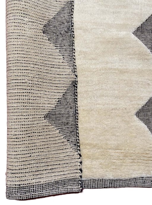 Full view of New Persian Gabbeh rug from Iran / Persia, 220 × 87 cm in Beige tones