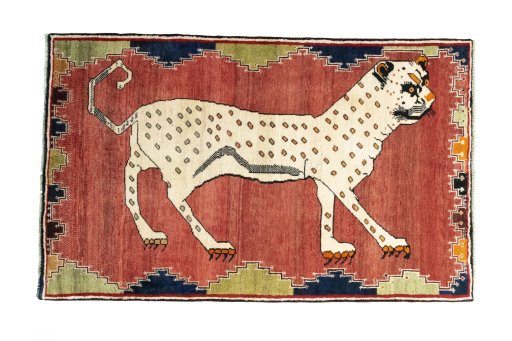Full view of 2000s Persian Gabbeh rug from Iran / Persia, 195 × 120 cm in Red tones