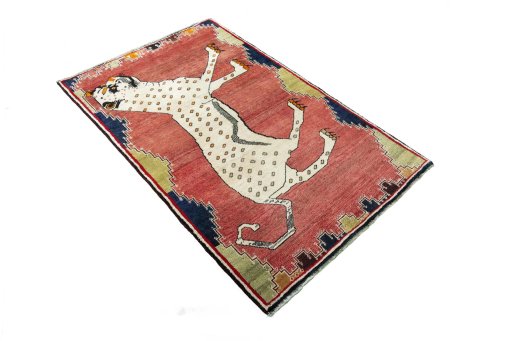 Close-up detail of 2000s Persian Gabbeh rug from Iran / Persia showing Wool weave