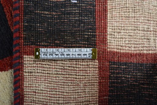 Close-up detail of 2000s Persian Gabbeh rug from Iran / Persia showing Wool weave