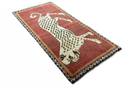 Close-up detail of 2000s Persian Gabbeh rug from Iran / Persia showing Wool weave