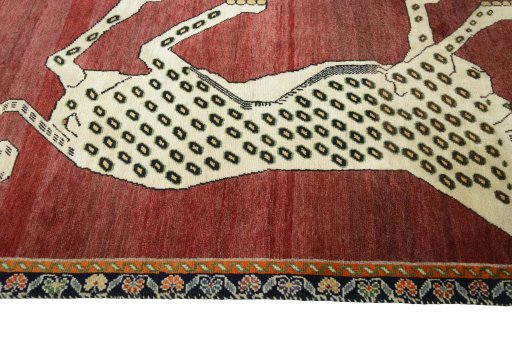 Close-up detail of 2000s Persian Gabbeh rug from Iran / Persia showing Wool weave