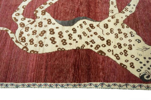 Close-up detail of 2000s Persian Gabbeh rug from Iran / Persia showing Wool weave