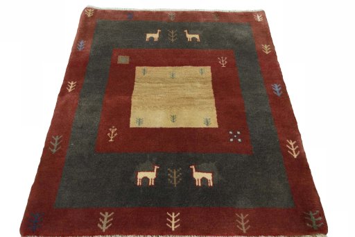 Surface texture of New Persian Gabbeh rug with natural Wool and intricate pattern