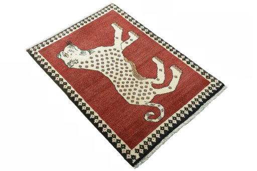 Close-up detail of 2000s Persian Gabbeh rug from Iran / Persia showing Wool weave