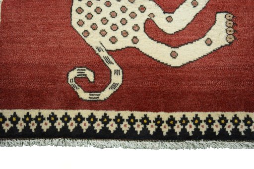 Central medallion detail of 2000s Persian Gabbeh rug from Iran / Persia
