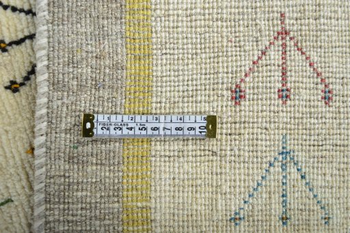 Close-up detail of New Persian Gabbeh rug from Iran / Persia showing Wool weave