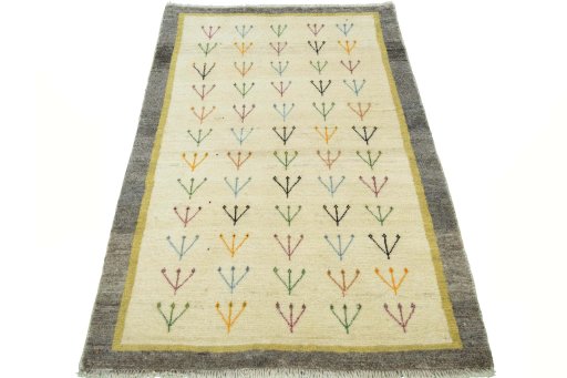 Surface texture of New Persian Gabbeh rug with natural Wool and intricate pattern