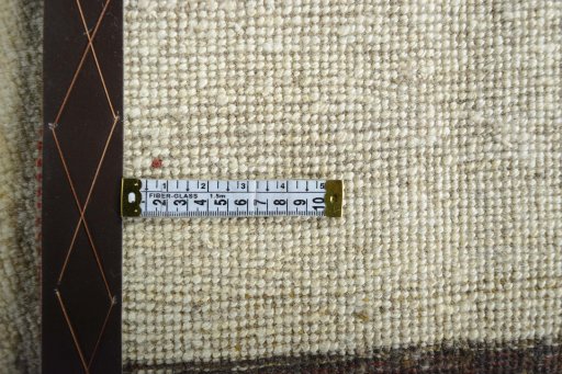 Close-up detail of New Persian Gabbeh rug from Iran / Persia showing Wool weave