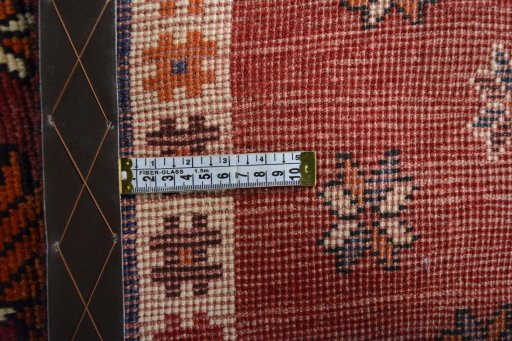 Close-up detail of 2000s Persian Gabbeh rug from Iran / Persia showing Wool weave