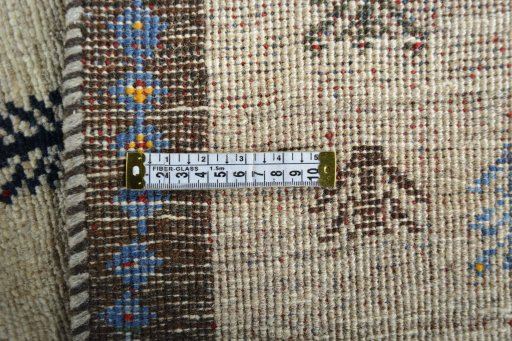 Close-up detail of 2000s Persian Gabbeh rug from Iran / Persia showing Wool weave