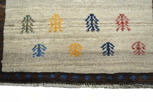 Central medallion detail of 2000s Persian Gabbeh rug from Iran / Persia