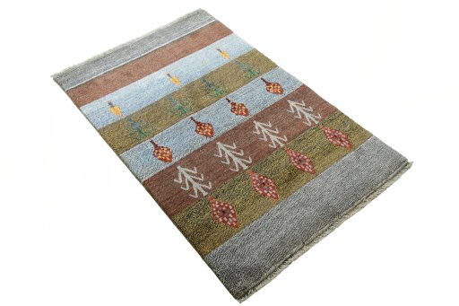 Close-up detail of 2000s Persian Gabbeh rug from Iran / Persia showing Wool weave