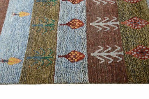 Central medallion detail of 2000s Persian Gabbeh rug from Iran / Persia