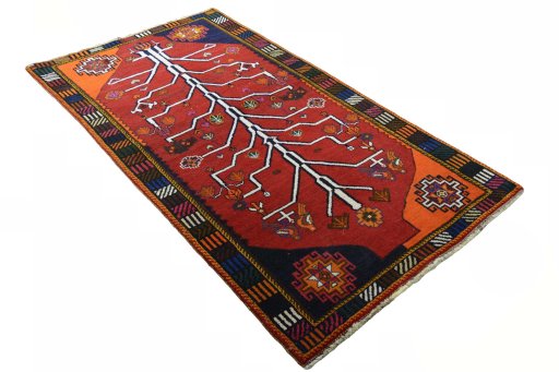 Close-up detail of 2000s Persian Gabbeh rug from Iran / Persia showing Wool weave