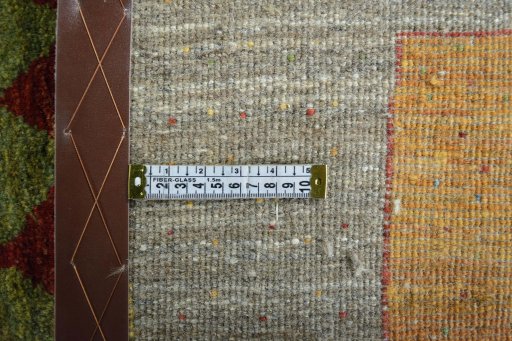Close-up detail of New Persian Gabbeh rug from Iran / Persia showing Wool weave