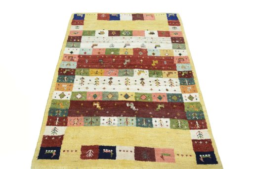 Surface texture of New Persian Gabbeh rug with natural Wool and intricate pattern