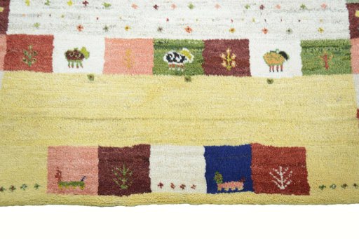 Central medallion detail of New Persian Gabbeh rug from Iran / Persia