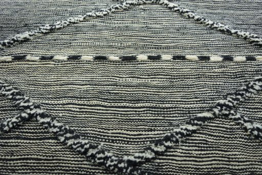 Backside of handmade New Persian Gabbeh rug showing knot structure and weave density