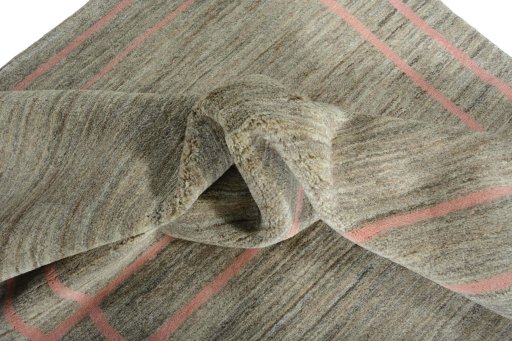 Full view of New Persian Gabbeh rug from Iran / Persia, 210 × 160 cm in Beige tones