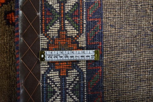Close-up detail of 2000s Persian Gabbeh rug from Iran / Persia showing Wool weave