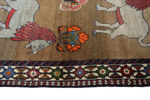 Close-up detail of 2000s Persian Gabbeh rug from Iran / Persia showing Wool weave