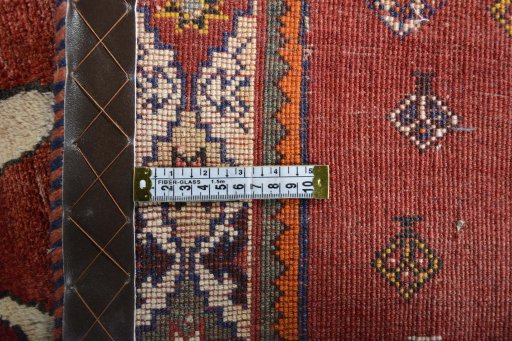 Close-up detail of 2000s Persian Gabbeh rug from Iran / Persia showing Wool weave