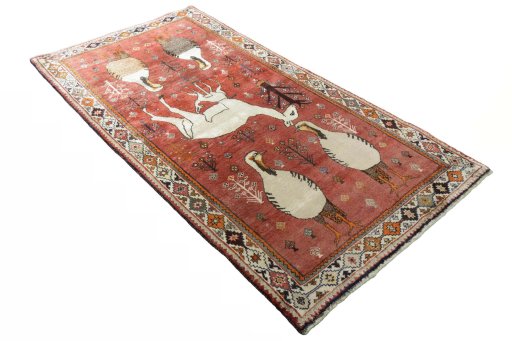 Close-up detail of 2000s Persian Gabbeh rug from Iran / Persia showing Wool weave