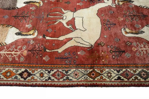 Close-up detail of 2000s Persian Gabbeh rug from Iran / Persia showing Wool weave