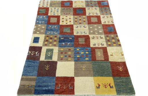 Surface texture of New Persian Gabbeh rug with natural Wool and intricate pattern