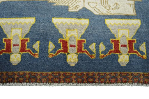 Central medallion detail of 2000s Persian Gabbeh rug from Iran / Persia