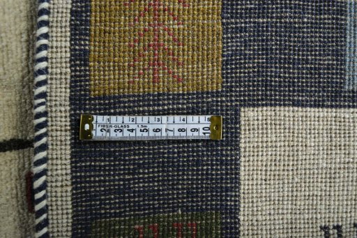 Close-up detail of New Persian Gabbeh rug from Iran / Persia showing Wool weave