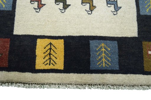 Central medallion detail of New Persian Gabbeh rug from Iran / Persia