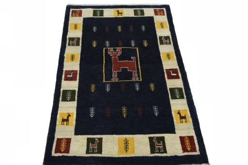 Surface texture of New Persian Gabbeh rug with natural Wool and intricate pattern