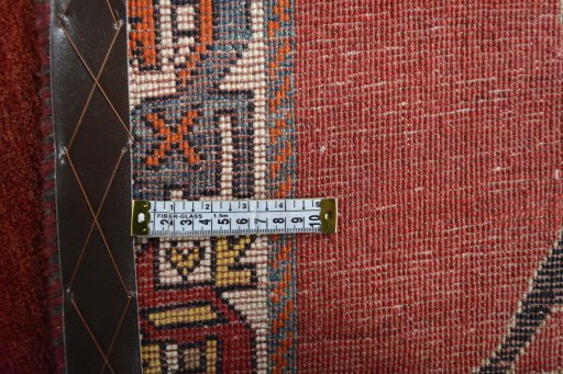 Close-up detail of 2000s Persian Gabbeh rug from Iran / Persia showing Wool weave
