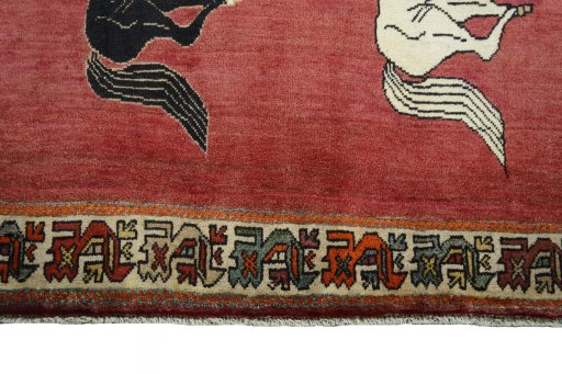 Central medallion detail of 2000s Persian Gabbeh rug from Iran / Persia