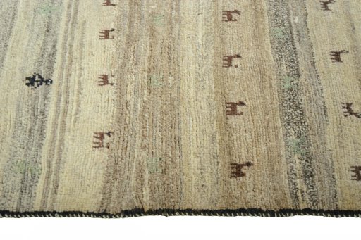 Close-up detail of New Persian Gabbeh rug from Iran / Persia showing Wool weave