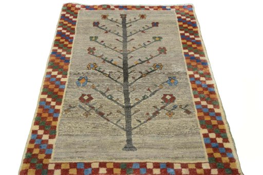 Surface texture of New Persian Gabbeh rug with natural Wool and intricate pattern