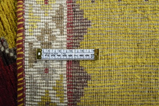 Close-up detail of 2000s Persian Gabbeh rug from Iran / Persia showing Wool weave