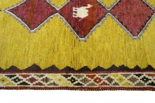 Close-up detail of 2000s Persian Gabbeh rug from Iran / Persia showing Wool weave