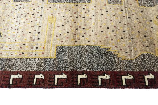 Close-up detail of 2000s Persian Gabbeh rug from Iran / Persia showing Wool weave