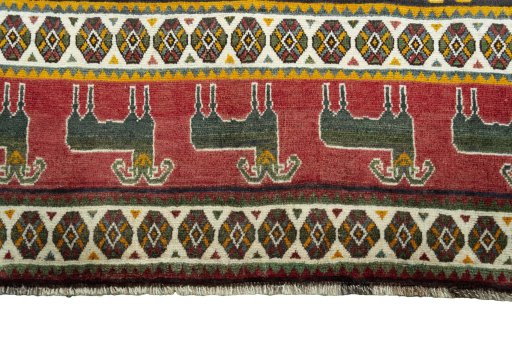Central medallion detail of 2000s Persian Gabbeh rug from Iran / Persia