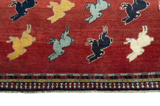 Central medallion detail of 2000s Persian Gabbeh rug from Iran / Persia