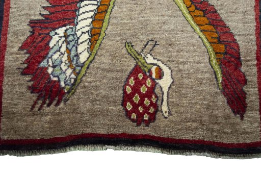 Central medallion detail of 2000s Persian Gabbeh rug from Iran / Persia
